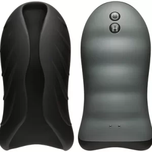 Silicone Warming Stroker - Vibrating - Black/Slate