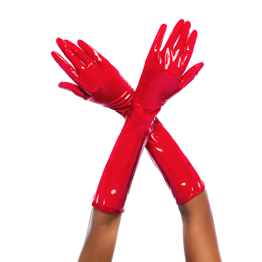Cruella - High Gloss Gloves - S/M - Gloss Red - Image 2