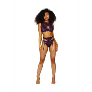 Women's Lace and Mesh 3 Piece Set