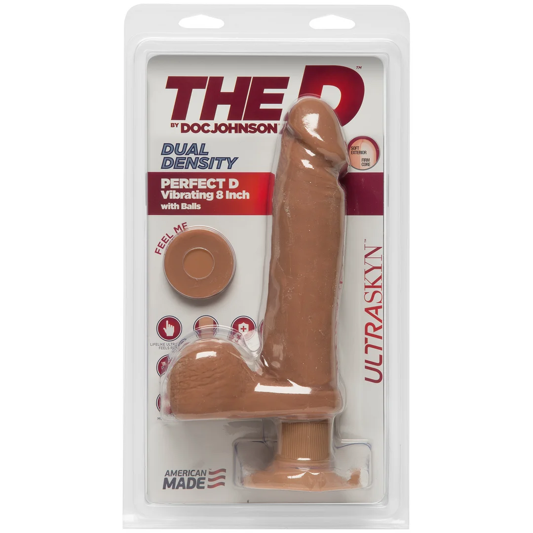 Perfect D Vibrating with Balls - 8" / 20 cm - Caramel