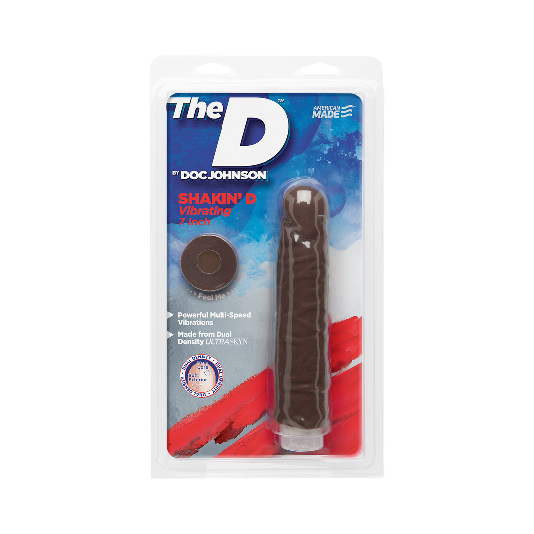 Shakin' D - Vibrating Realistic ULTRASKYN Dildo - 7 / 18 cm - Chocolate - Image 2