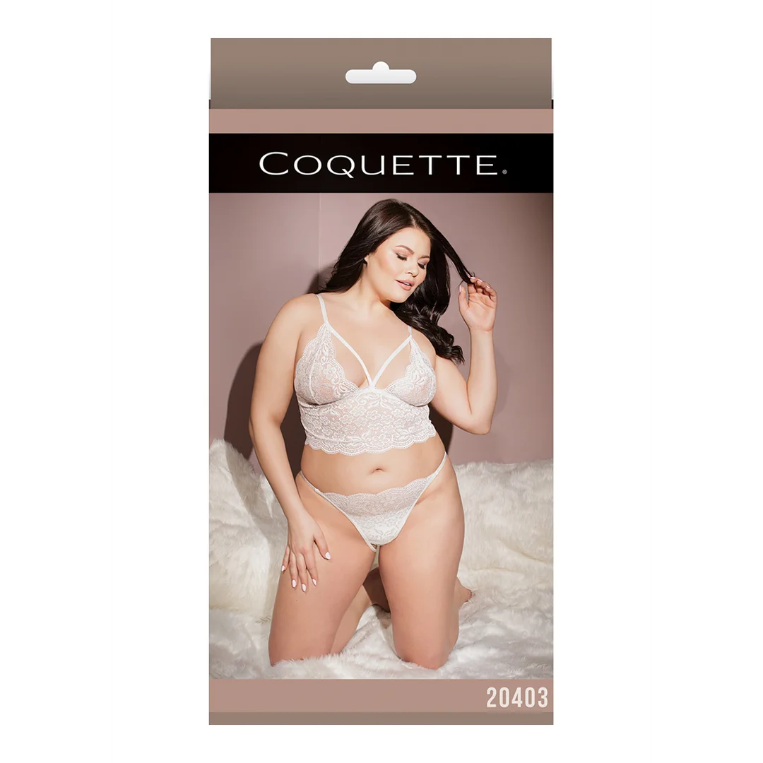 Bralette And Crotchless Panty - White - OSX