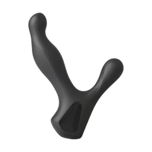 Silicone Prostate Massager with Rotating Ridges - Black