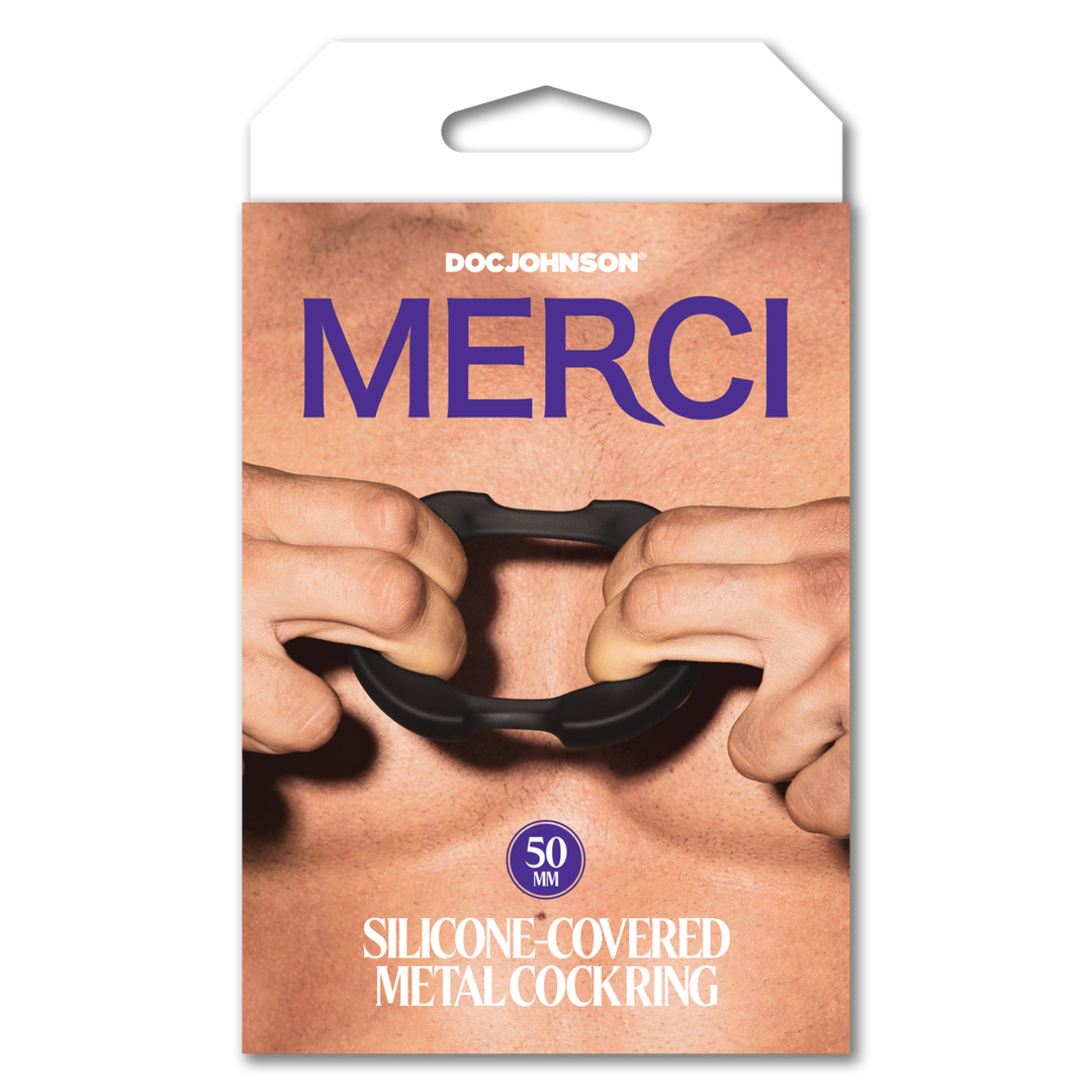 The Paradox - Silicone/Metal Cock Ring - 50mm - Black - Image 2