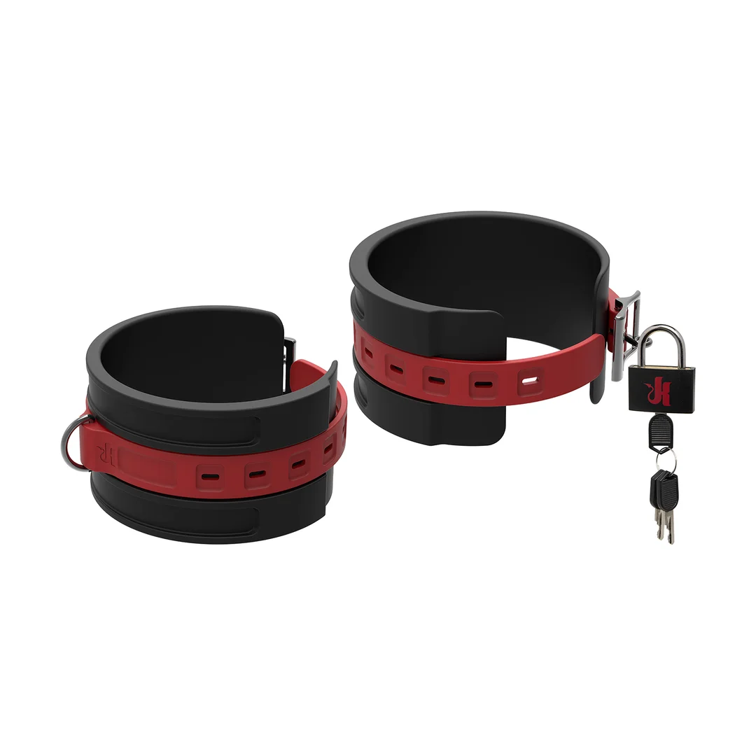 Silicone Ankle Cuffs/Red - black and red