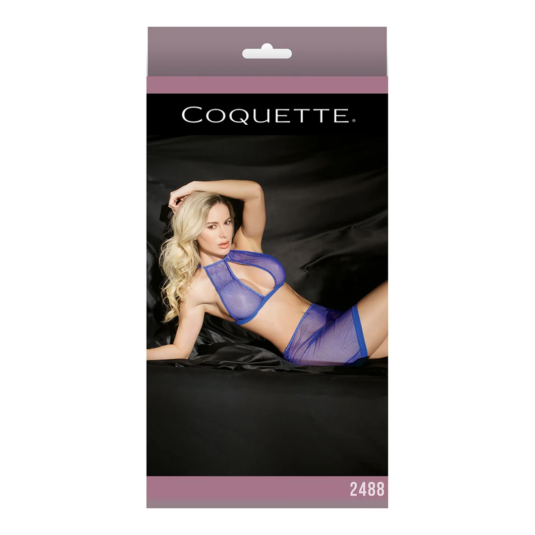 Fishnet Halter Top & Skirt - Cobalt - cobalt