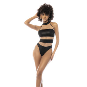 Halter Bodysuit - S - Nude/Black