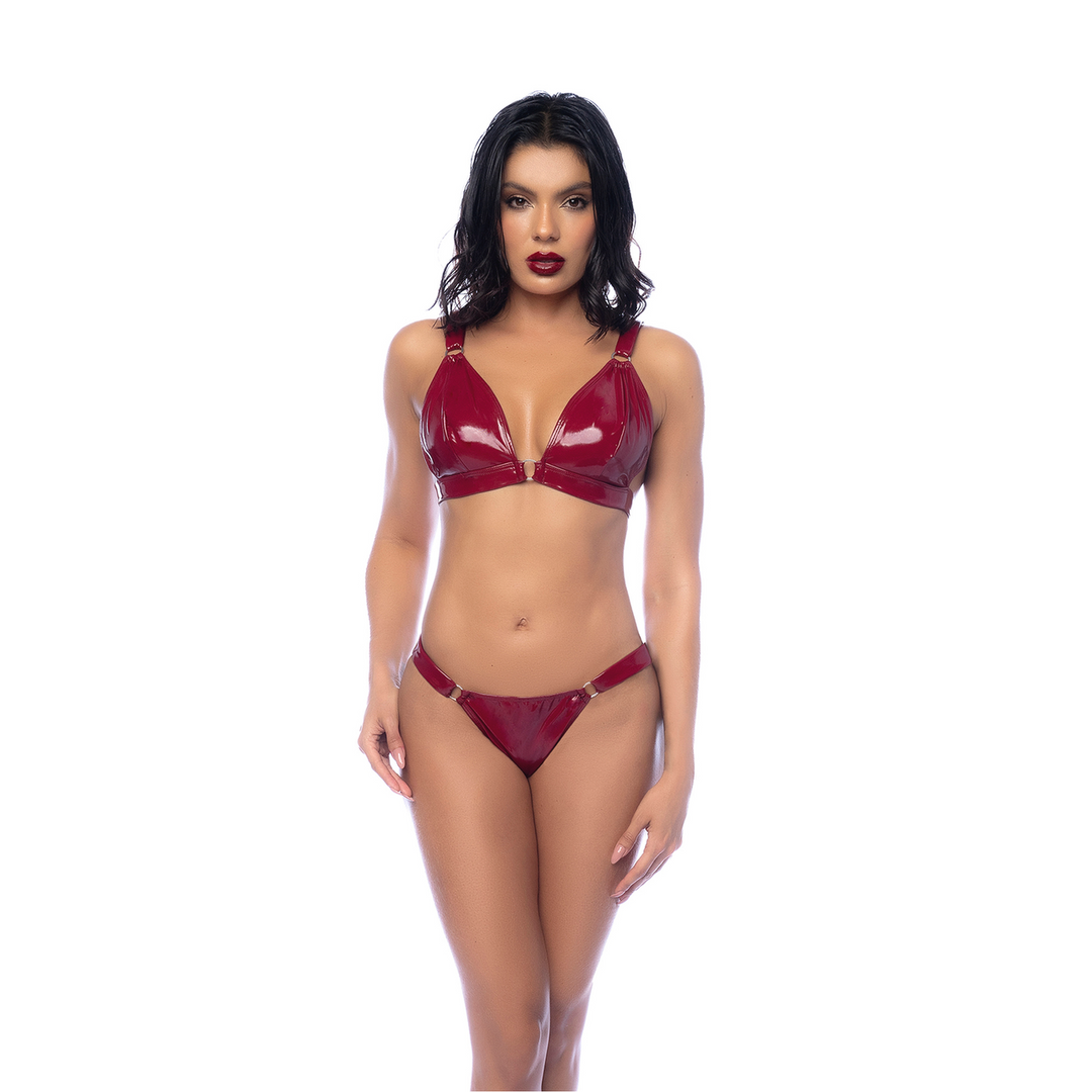 Two Piece Bra Set - XL - Gloss Wine Red - Image 8