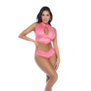Two Piece Set - S/M - Wet Look Pink