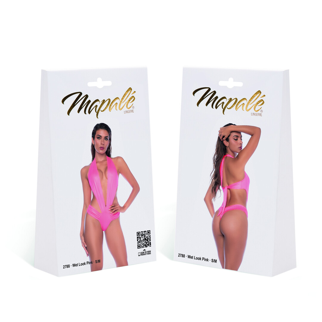 Bodysuit - L/XL - Wet Look Pink - Image 2
