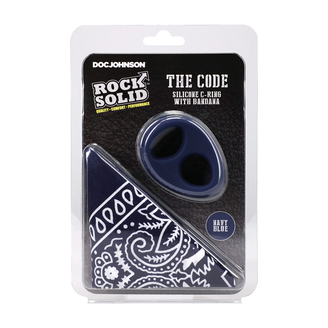 The Code - Silicone Cockring with Bandana - Navy Blue - Image 2