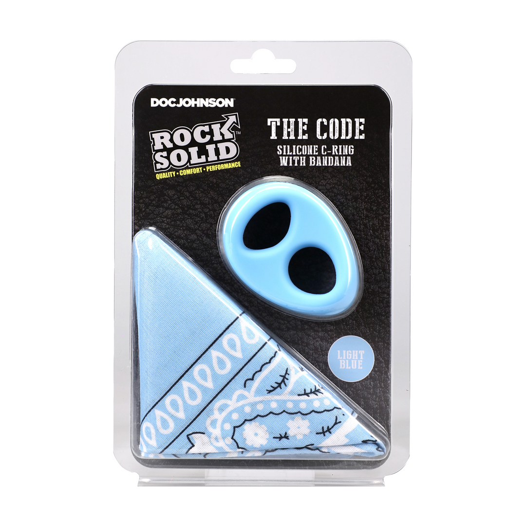 The Code - Silicone Cockring with Bandana - Light Blue - Image 2