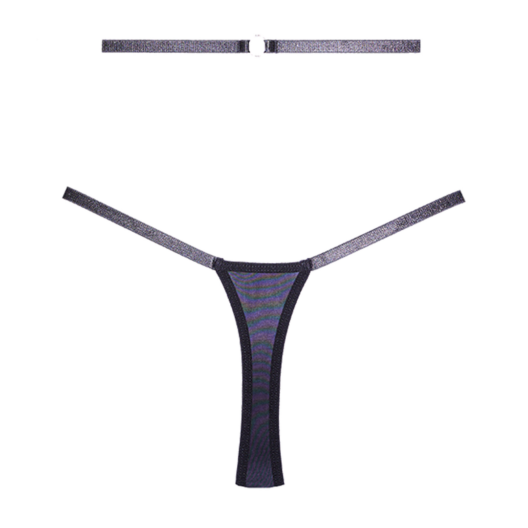 Cherished - Lace and Mesh Thong - OS - Black - Image 4
