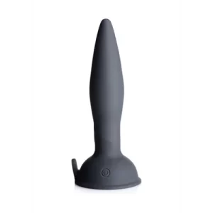 Turbo Ass-Spinner Silicone Anal Plug with Remote Control - Black