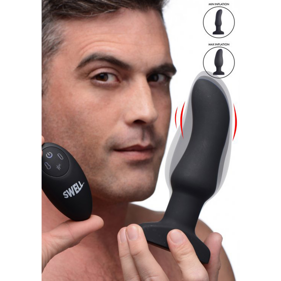 Inflatable Curved Vibrating Silicone Butt Plug - Image 3