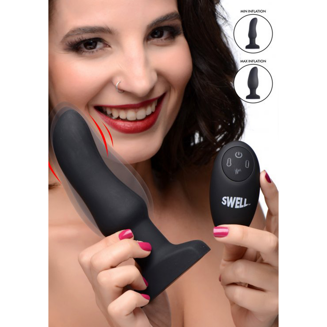 Inflatable Curved Vibrating Silicone Butt Plug - Image 4