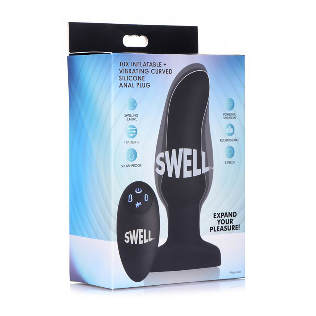 Inflatable Curved Vibrating Silicone Butt Plug - Image 2