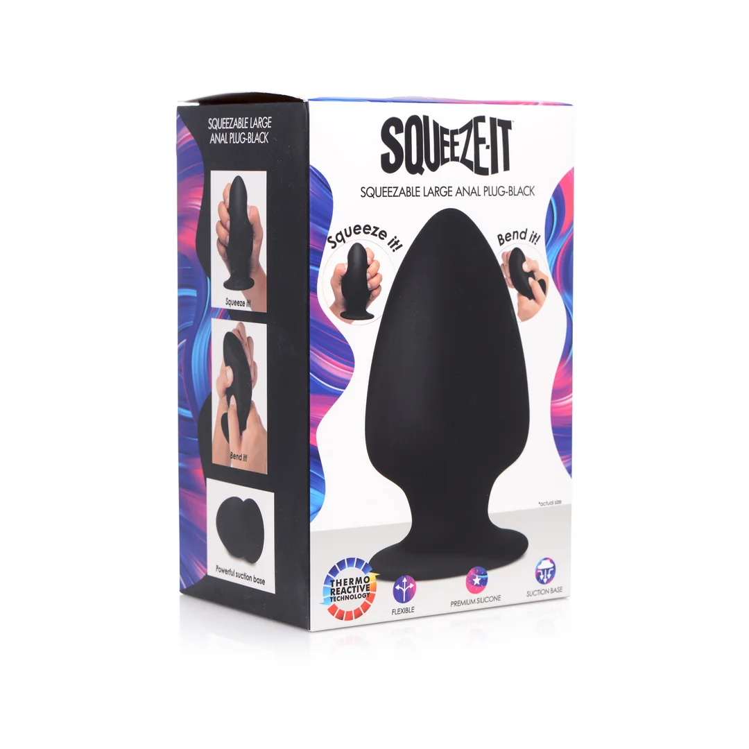 Squeezable Large Anal Plug - Black