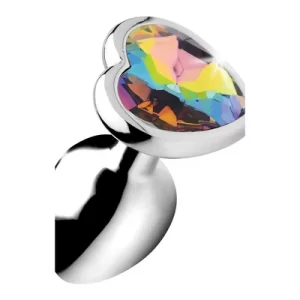 Rainbow Prism Heart Anal Plug - Small - Silver