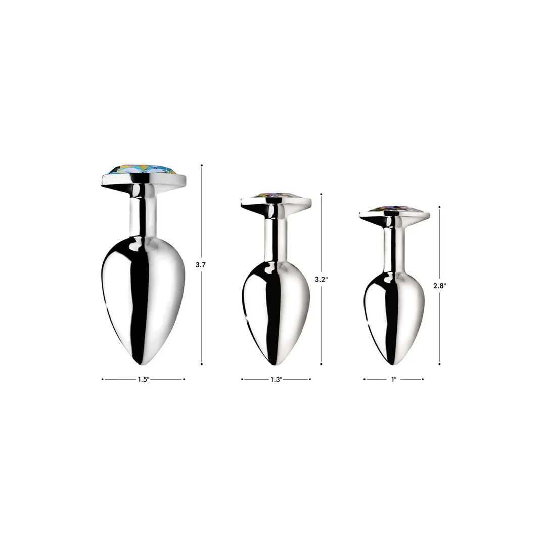 Rainbow Prism Gem Anal Plug - Medium - Silver
