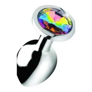 Rainbow Prism Gem Anal Plug - Medium - Silver