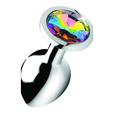 Rainbow Prism Gem Anal Plug - Medium - Silver