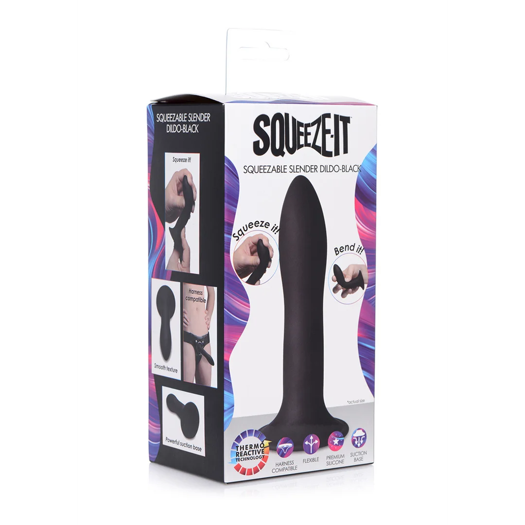 Squeezable Slender Dildo - Black