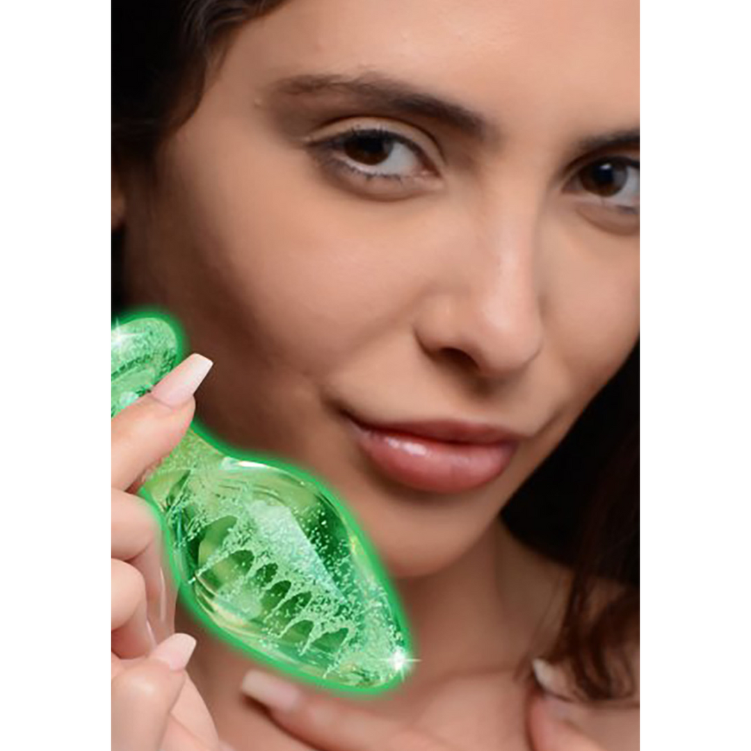 Glow-In-The-Dark - Glass Butt Plug - Large - Image 4