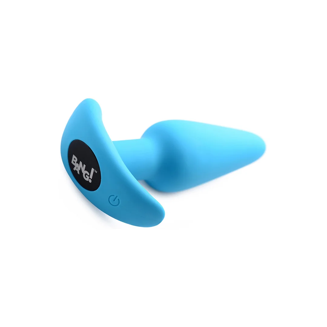 21X Vibrating Silicone Butt Plug with Remote Control - Blue