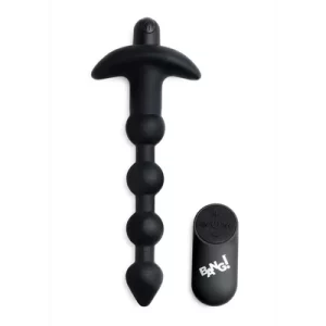 Vibrating Silicone Anal Beads & Remote Control - Black
