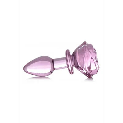 Glass Small Anal Plug - Pink Rose