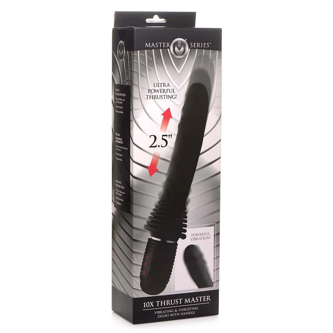 10X Thrust Master Vibrating and Thrusting Dildo with Handle