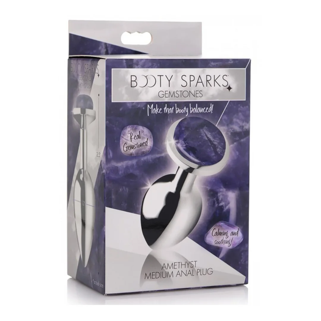 Gemstones Amethyst Gem Medium Anal Plug - purple
