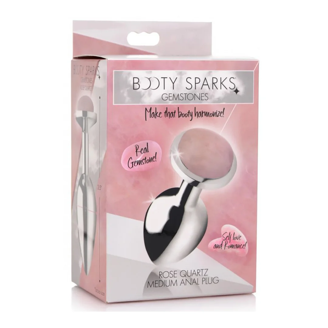 Gemstones Rose Quartz Gem Medium Anal Plug - pink