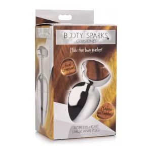 Gemstones Tiger Eye Heart Large Anal Plug - brown