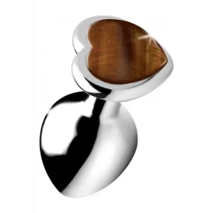 Gemstones Tiger Eye Heart Medium Anal Plug
