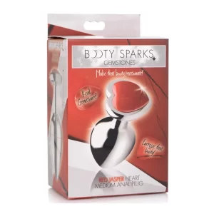 Gemstones Red Jasper Heart Medium Anal Plug - red