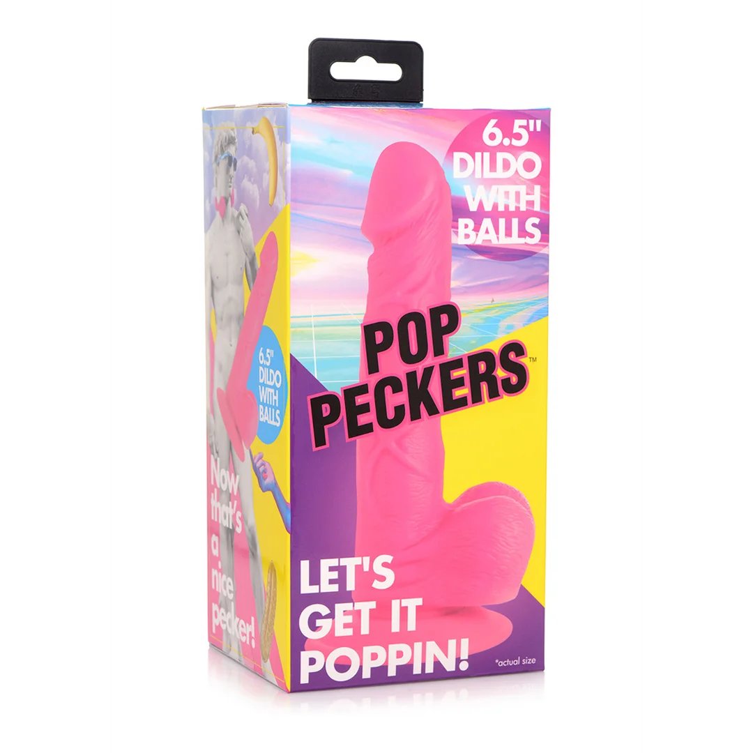 POP 6.5" Dildo with Balls - Pink