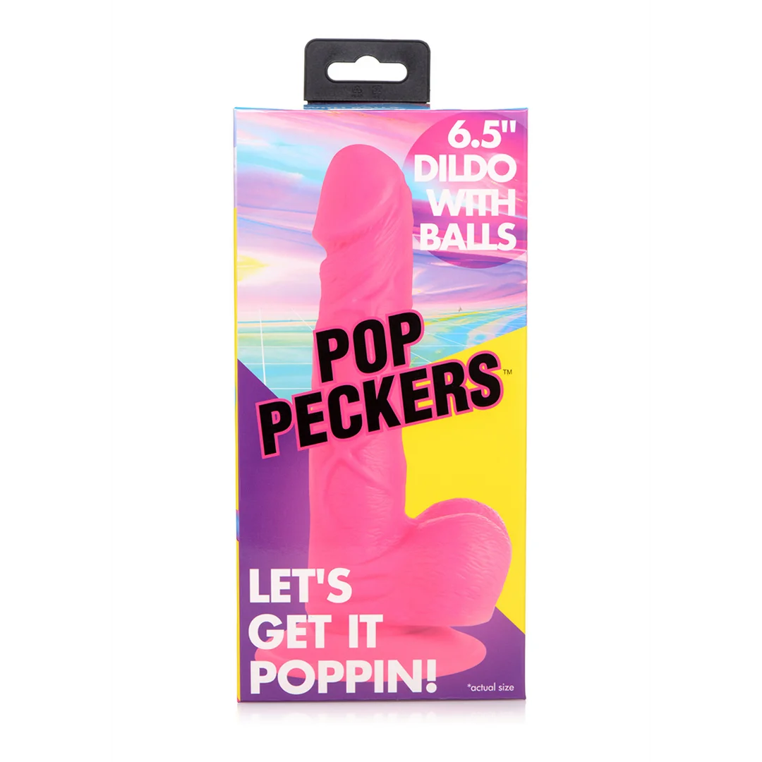 POP 6.5" Dildo with Balls - Pink