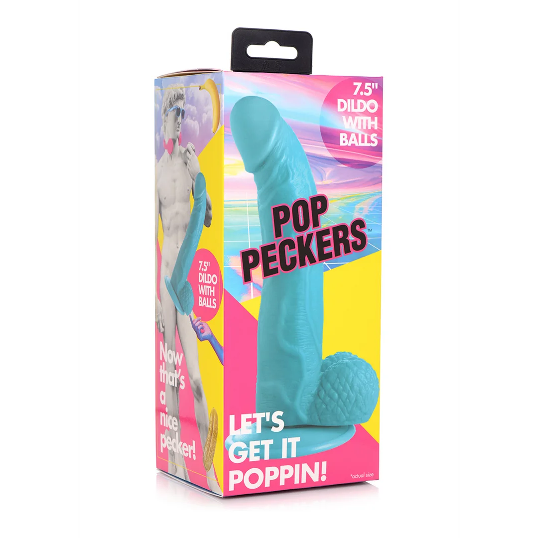 POP 7.5" Dildo with Balls - Blue