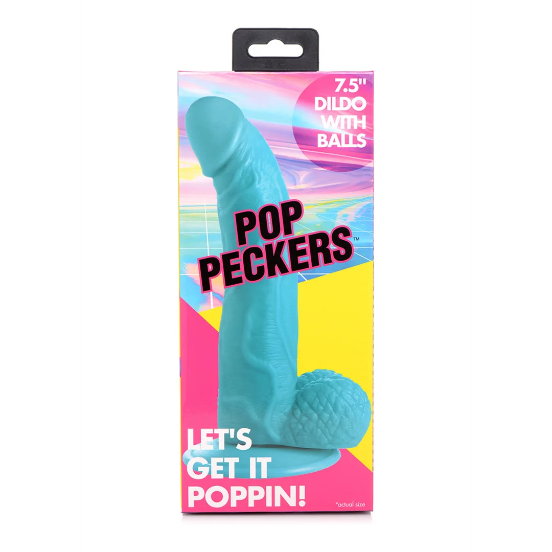 POP 7.5" Dildo with Balls - Blue
