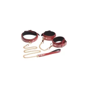 6 Piece Burgundy Bondage Set Burgundy Cuffs