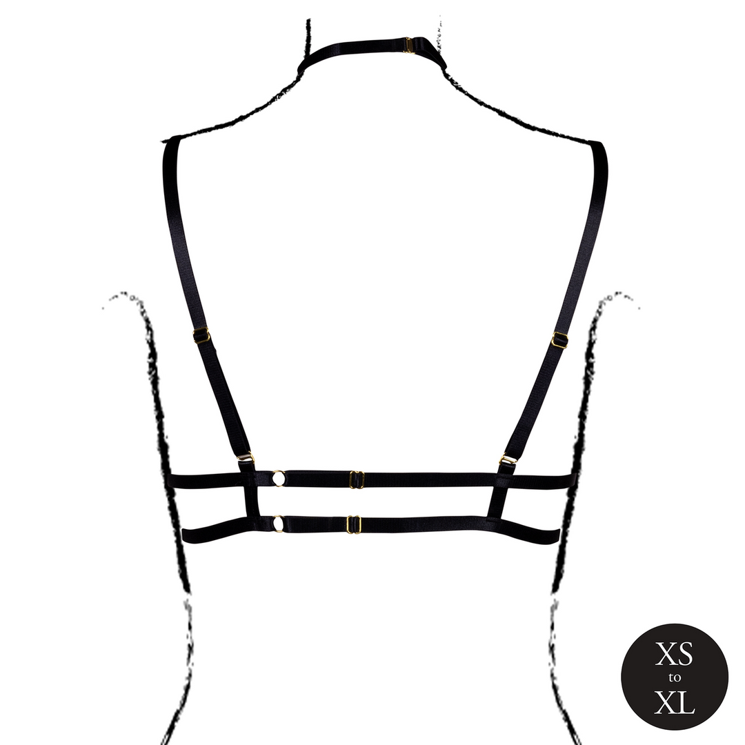 Open Cup Triangle Bra with Neck Strap and Adjustable Sliders - One Size - Black - Image 6