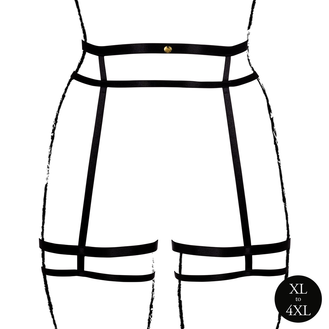 Double Strap Garter Belt with Adjustable Sliders - Queen Size - Black - Image 5