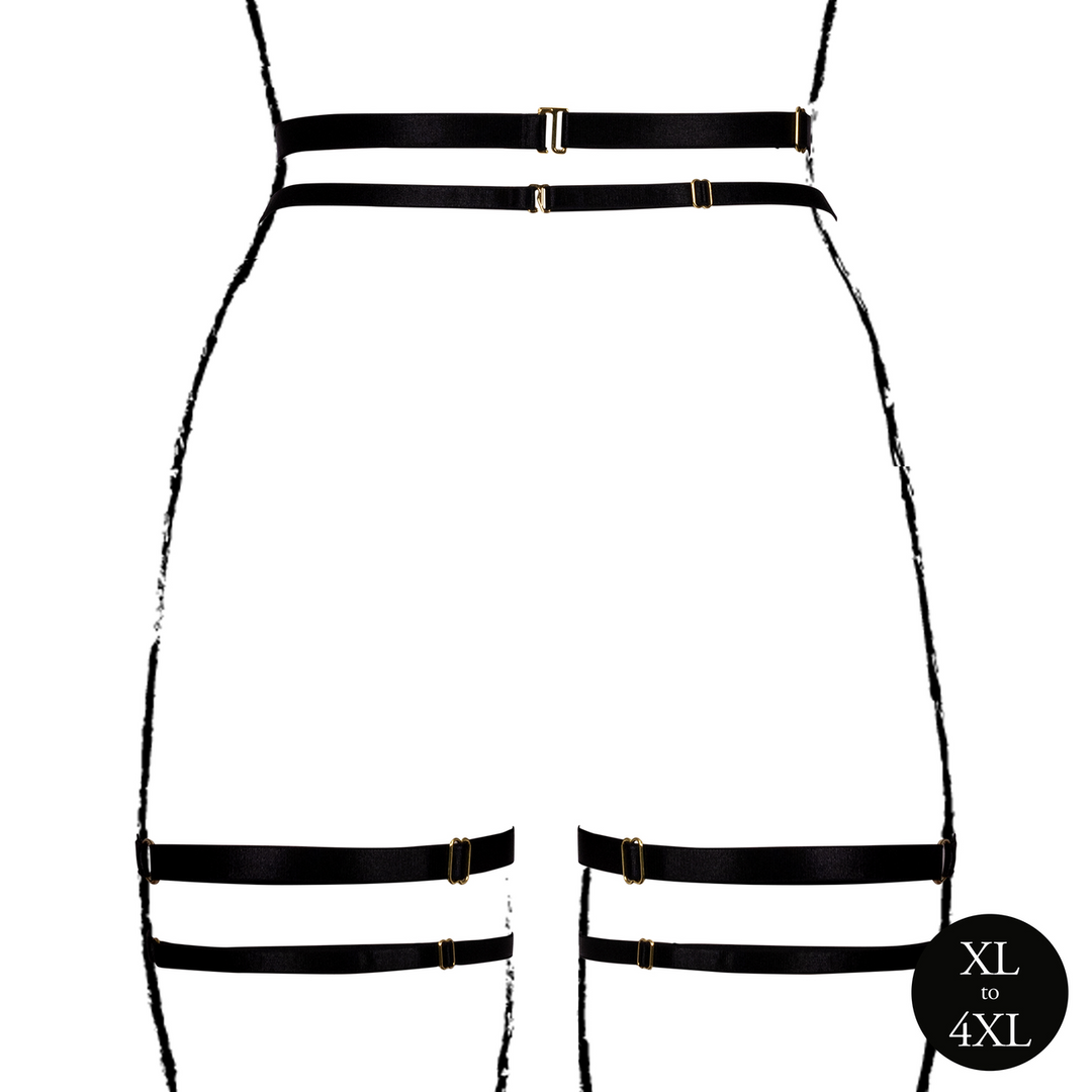 Double Strap Garter Belt with Adjustable Sliders - Queen Size - Black - Image 6