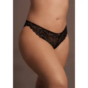 Claire - Elastic Lace Brief with Golden Details - Black - OSX