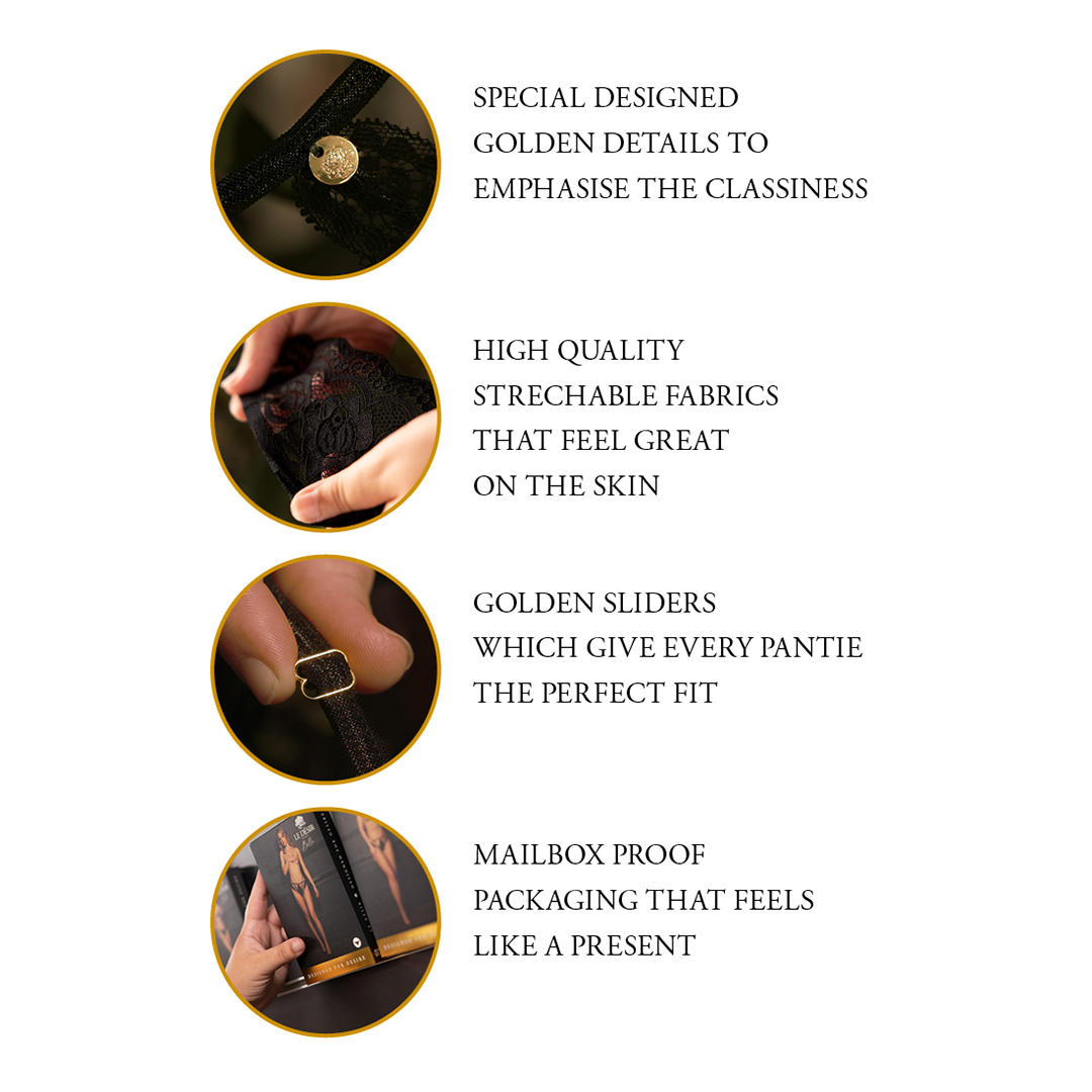 Aimé - Brief with Open Crotch and Buttock Adjustable Slider and Golden Details - One Size - Black - Image 10