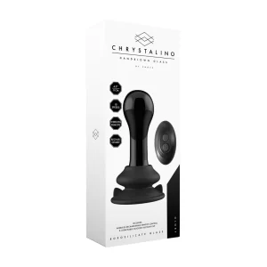 Globy - Glass Vibrator - Witch Suction Cup and Remote - Rechargeable - 10 Speed - black
