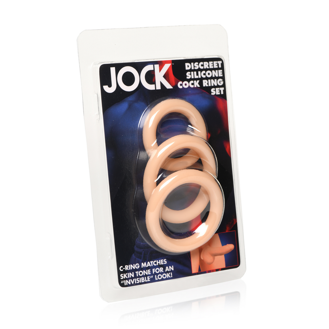 Discrete Silicone Cock Ring Set - 3 Pieces - Light - Image 2