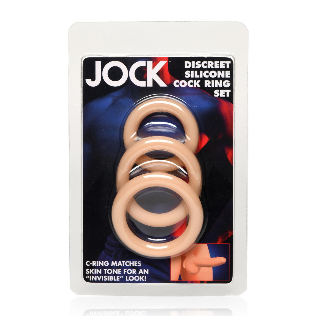 Discrete Silicone Cock Ring Set - 3 Pieces - Light - Image 3